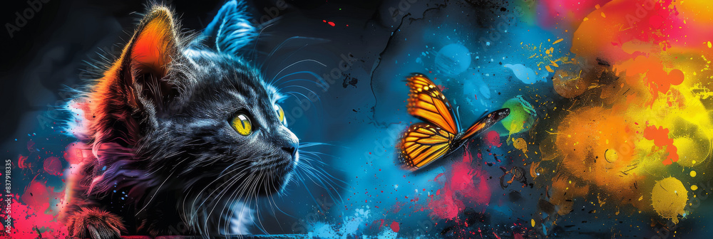 Pop art-style portrait of a kitten Pop art-style portrait of a kitten