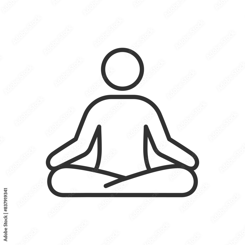 Lotus pose, linear icon. Person in lotus pose. Meditation. Line with editable stroke Lotus pose, linear icon. Person in lotus pose. Meditation. Line with editable stroke