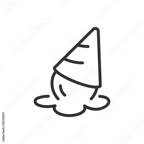 The ice cream has fallen, linear icon. Line with editable stroke