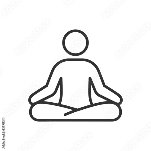 Lotus pose, linear icon. Person in lotus pose. Meditation. Line with editable stroke photo