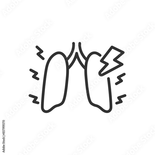 Lung pain, linear icon. Inflammation, sharp pain. Line with editable stroke