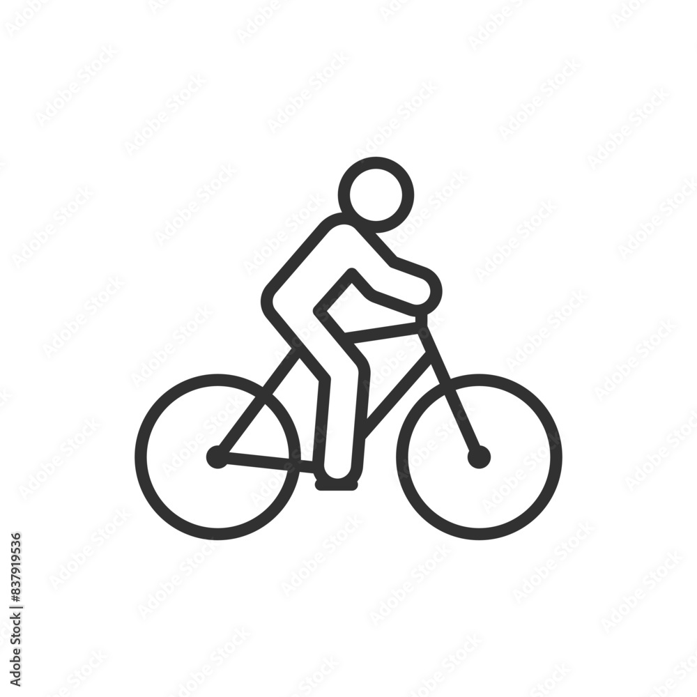 Person riding a bicycle, linear icon. Riding a bicycle. Line with editable stroke Person riding a bicycle, linear icon. Riding a bicycle. Line with editable stroke
