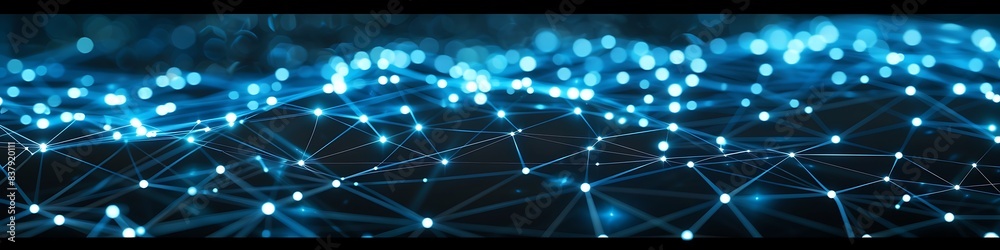 Obraz premium High-tech background with bright blue and white dots and lines forming a complex plexus network