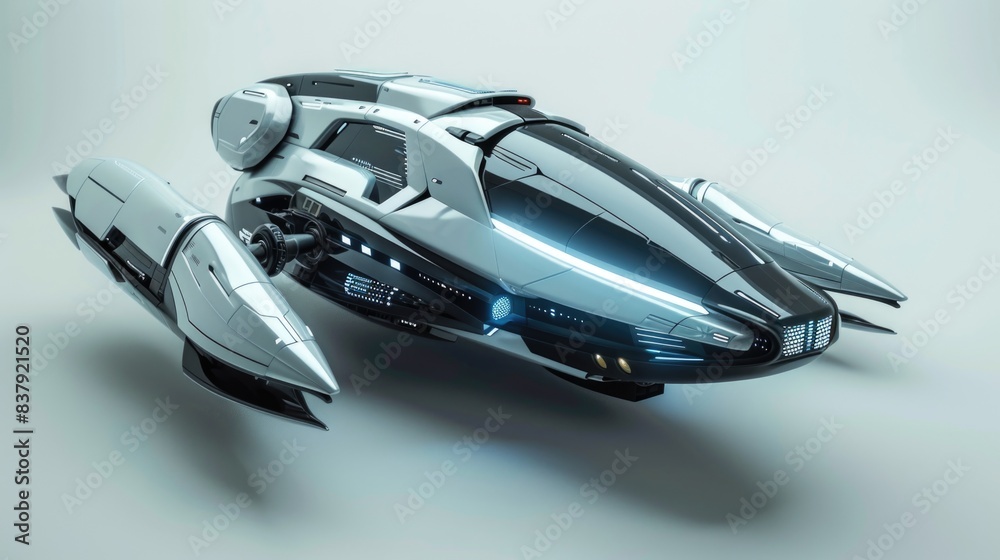Hover-ship of a beautiful Transportation with futuristic design Hover-ship of a beautiful Transportation with futuristic design
