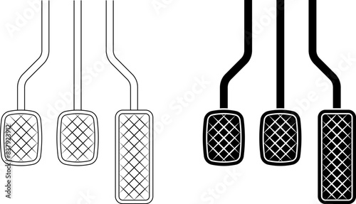 outline silhouette car pedal icon set