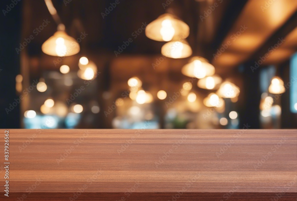 Wooden board table background at cafe background