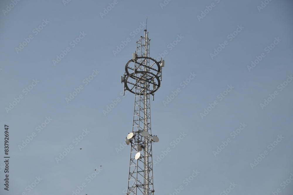 telecommunication tower with antennas telecommunication tower with antennas