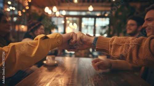 The Fist Bump in Cafe