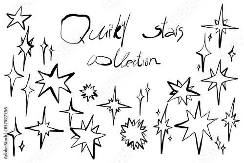 Quirky stars collection  black line decor