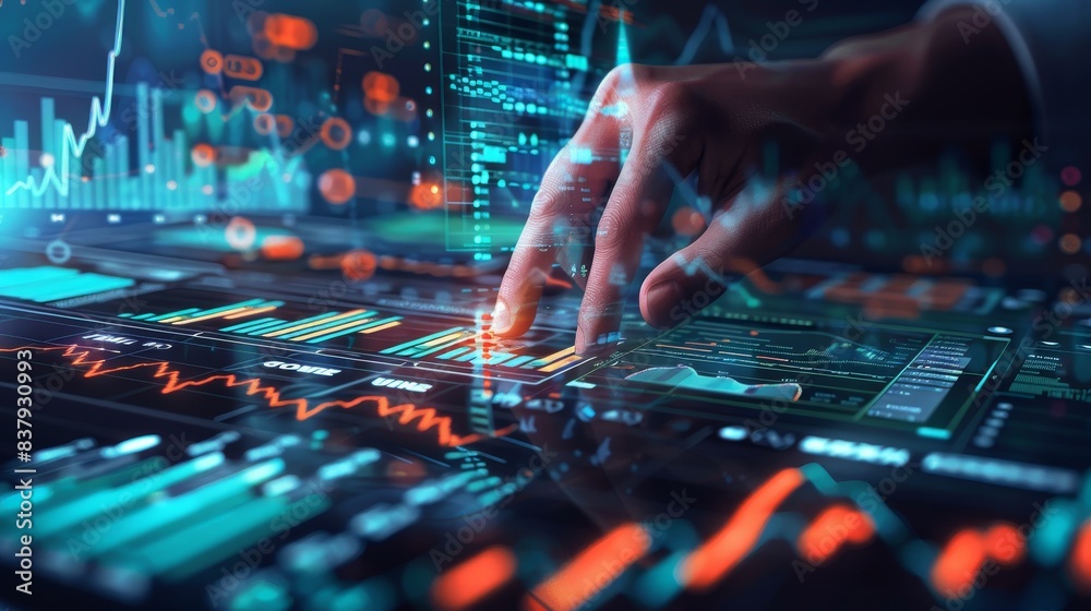 Digital Growth Hand Engaging with Dynamic Financial Data Chart Business Analysis and Success Concept Digital Growth Hand Engaging with Dynamic Financial Data Chart Business Analysis and Success Concept