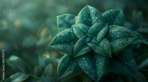 Closeup of vibrant green succulent plant with dew drops on leaves showcasing nature’s beauty and freshness in a serene garden setting perfect for botanical and macro photography enthusiasts