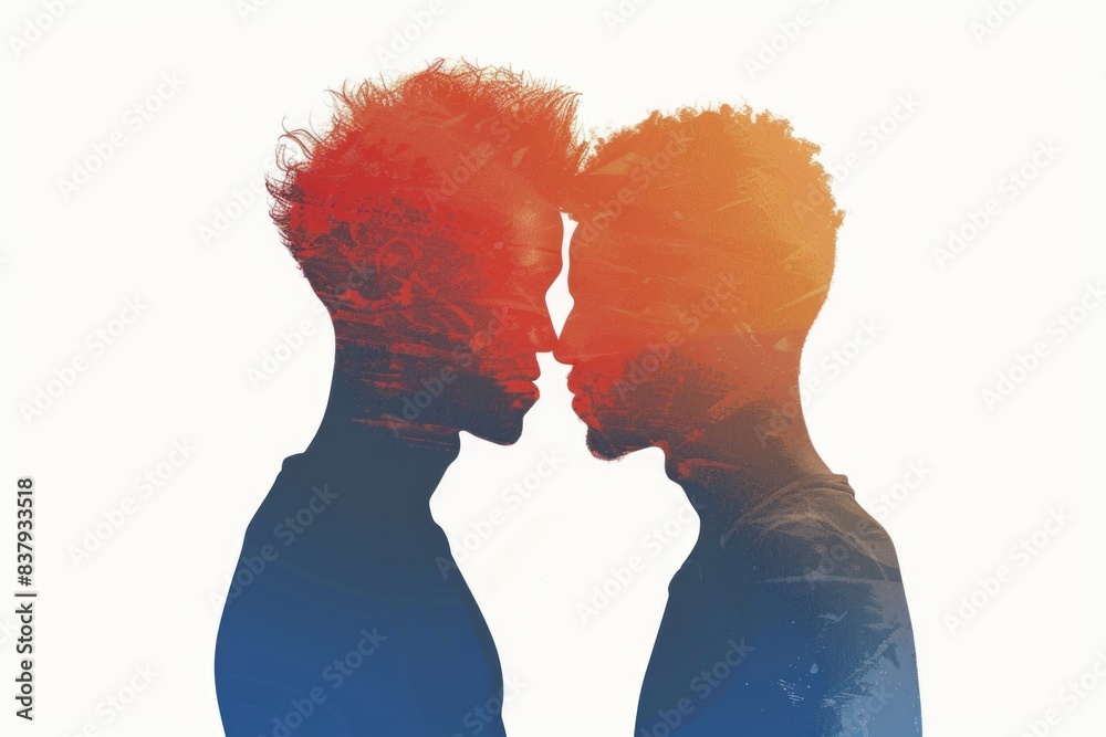 Interracial gay couple concept. Asia and african american men ...