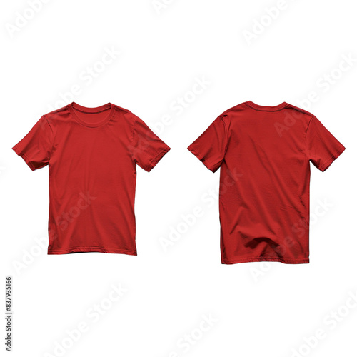 Blank Red T-Shirt Mockup Template, Front and Back Isolated Transparent, Generative AI