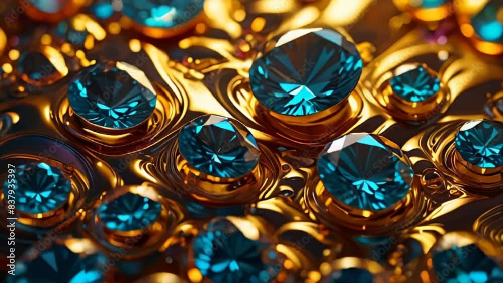 collection of various gemstones predominantly blue sapphires and placed on a glossy, gold-colored surface. collection of various gemstones predominantly blue sapphires and placed on a glossy, gold-colored surface.