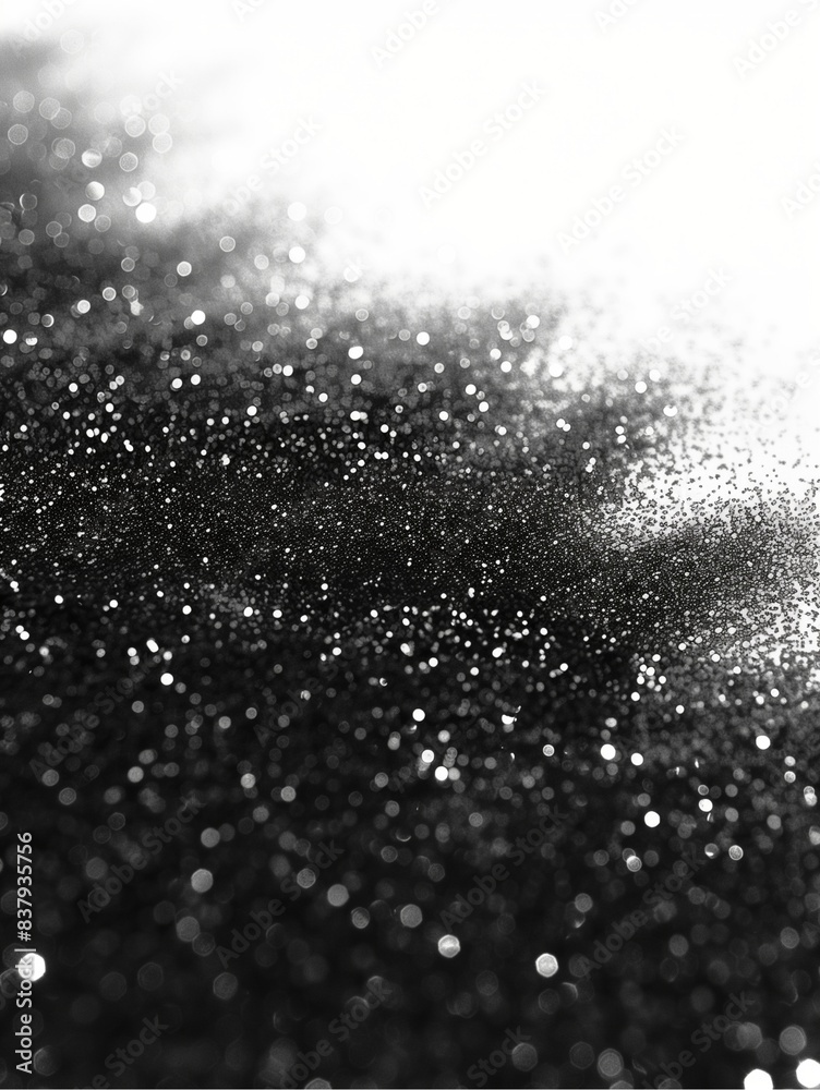 Black glitter texture on white background. Black glitter texture on white background.