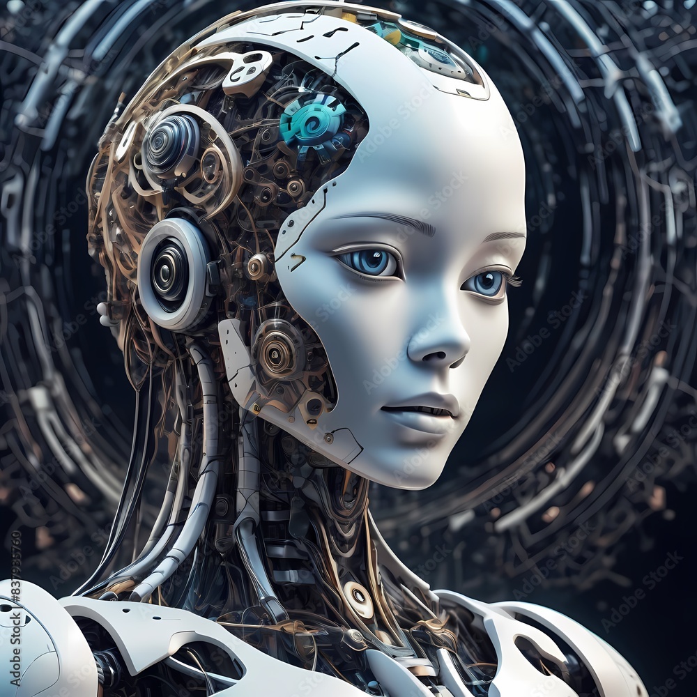 Portrait of an AI High-Tech Woman: The Future in Focus Portrait of an AI High-Tech Woman: The Future in Focus