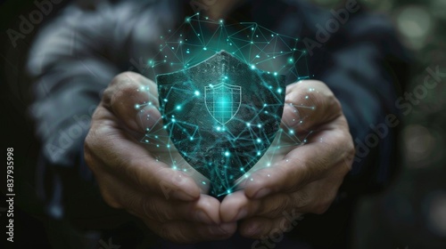 Secure Your World Digital Shield Safeguarding Hands Cybersecurity Concept Image