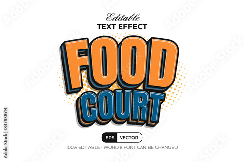 Editable Text Effect Food Court Comic Cartoon Theme Style.