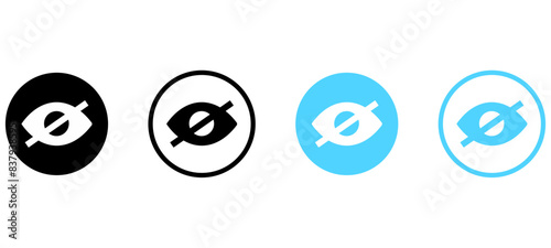 invisible eye hide icon, incognito icon no eye view hidden icon set. vision icon, unsee icons - eyesight symbol - sight look sign
