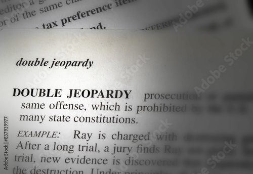 close up photo of the words double jeopardy