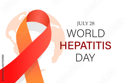 World Hepatitis Day. Red and yellow ribbon. Vector illustration