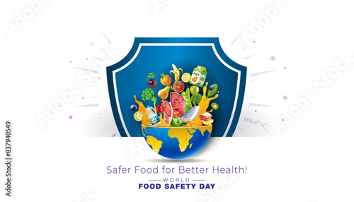 7th June, World Food Safety Day Concept. Foodborne diseases and awareness. Vector illustration