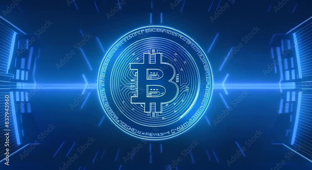bitcoin with futuristic on background bitcoin with futuristic on background