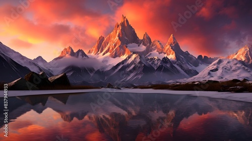 Beautiful panoramic view of Mount Fitz Roy at sunrise, Patagonia, Argentina