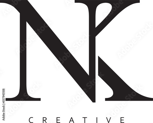 NK or KN letter modern logo design