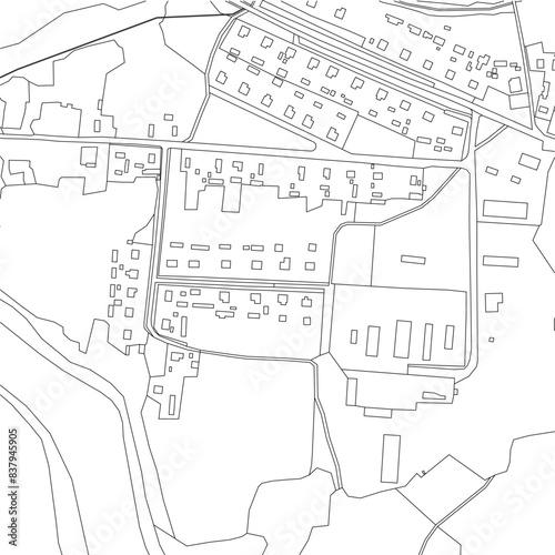 Part of urban plan of a town. Vector map.