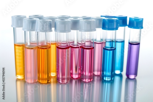 Photo of Colorful Test Tubes Isolated on White Background