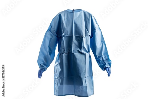 Photo of Blue Patient Gown Isolated on White Background
