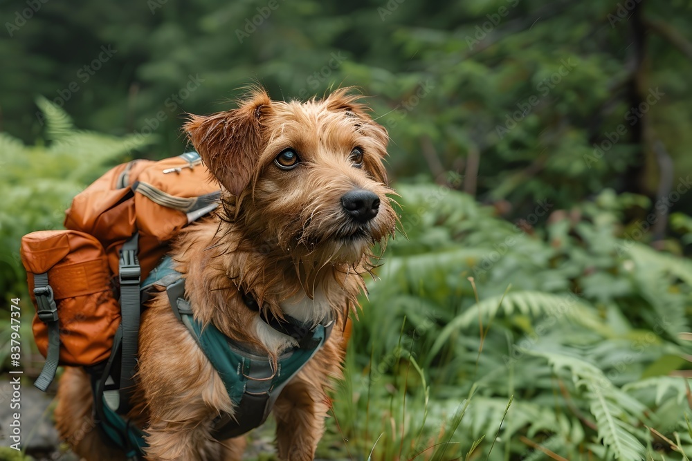 Rescue Dog in Action Locating Lost Hiker in Wilderness Forest Adventure Rescue Dog in Action Locating Lost Hiker in Wilderness Forest Adventure
