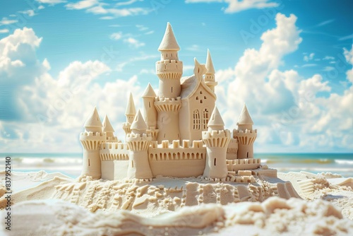 majestic sand castle on sunny beach summertime fun and creativity © Lucija