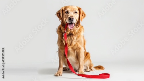 The Golden Retriever with Leash