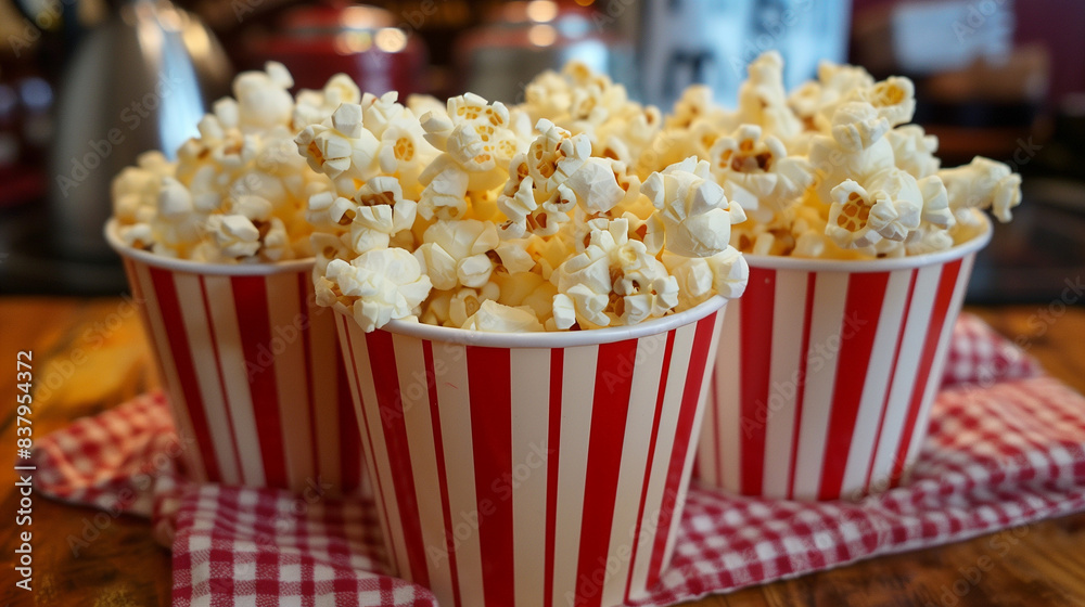 Popcorn bucket, red and white popcorn box. Popcorn bucket, red and white popcorn box.