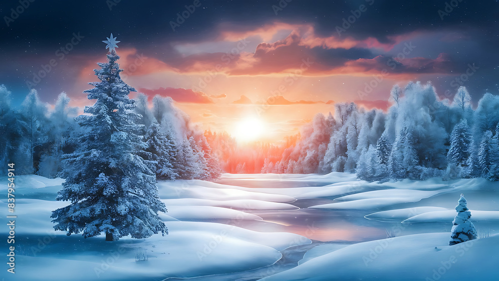 winter landscape with trees winter landscape with trees