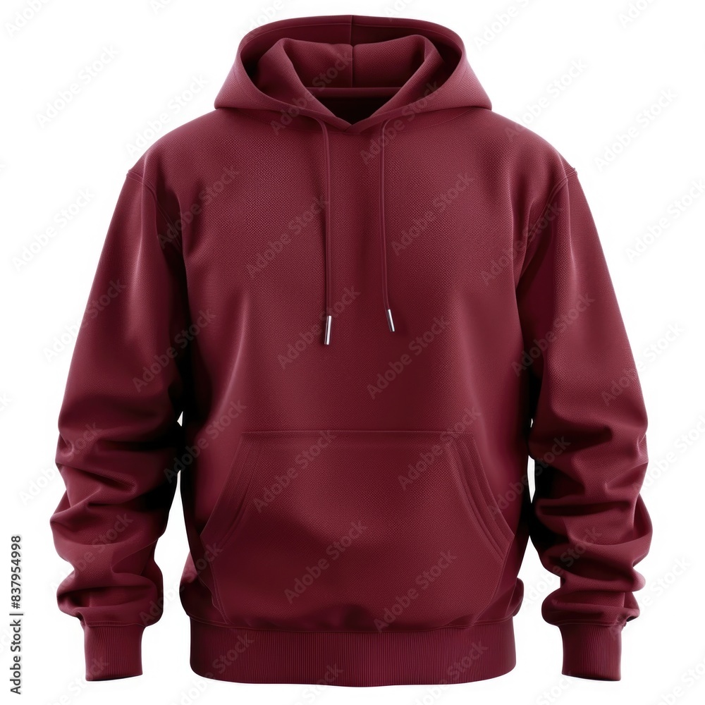 Maroon sweatshirt template. sweatshirt long sleeve with clipping path, hoody for design mockup for print, white background