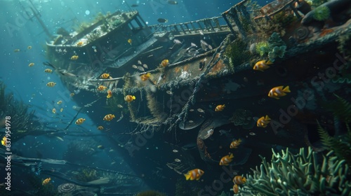 Wallpaper Mural Marine life thrives around a sunken ship Torontodigital.ca