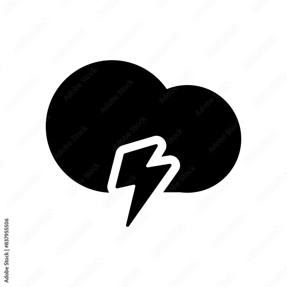 Lightning Cloud symbol icon in flat style isolated on white background Lightning Cloud symbol icon in flat style isolated on white background