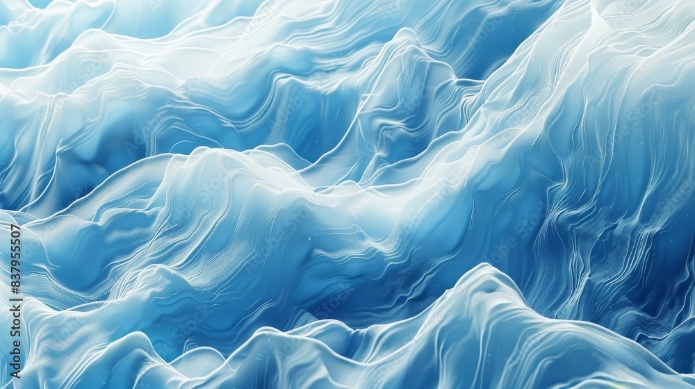 Obraz premium Tranquil Blue and White Wave Abstract Background
