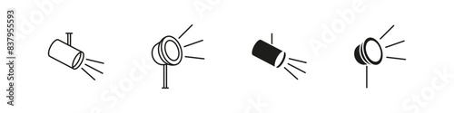 Spotlight vector icon set. Light projector icons.
