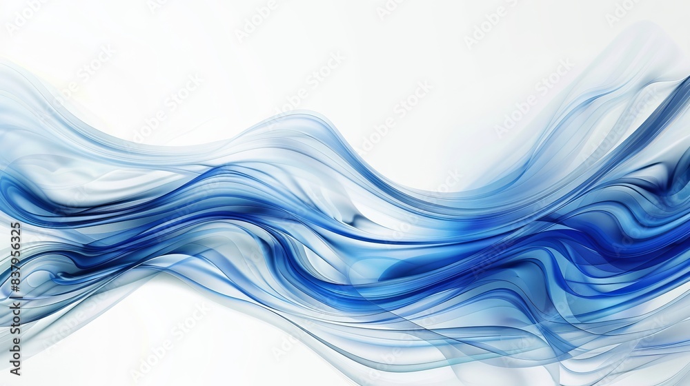 Fototapeta premium Tranquil Blue and White Wave Abstract Background