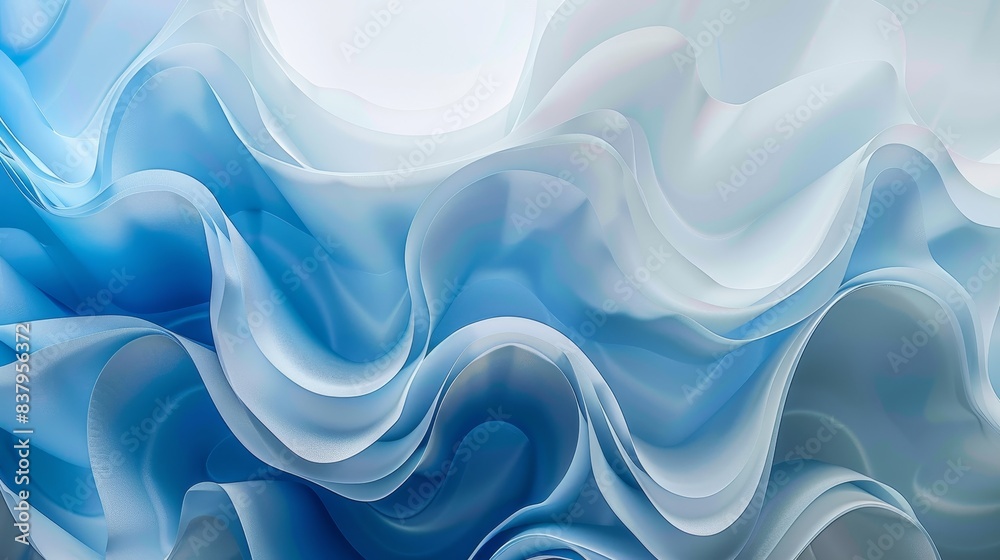 Obraz premium Tranquil Blue and White Wave Abstract Background