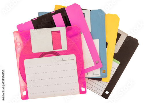 Foto Colorful floppy disks png sticker, transparent background