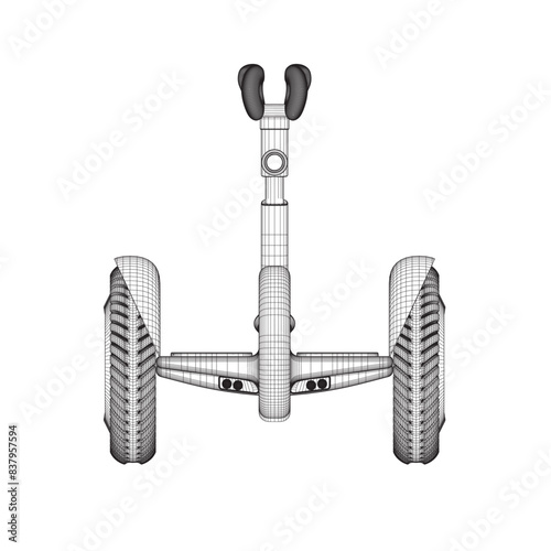Contour Gyroscooter vector illustration. Cartoon isolated personal electric smart transport, modern eco vehicle with battery and two wheels for city ride and mobility. 3D.