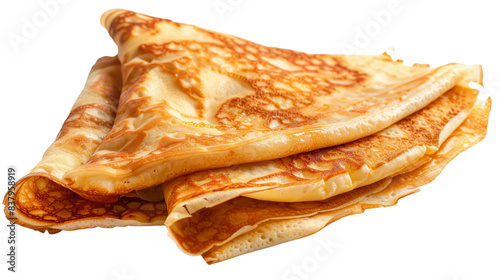 French style crepes on a transparent background, showcasing a delightful breakfast or dessert option. These gourmet treats are a staple of French cuisine, perfect for those seeking a sweet.