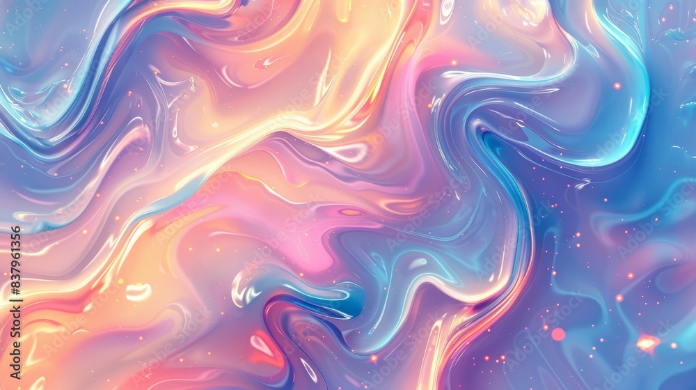 Obraz premium Futuristic Ripples, Holographic Fluid Liquid Background