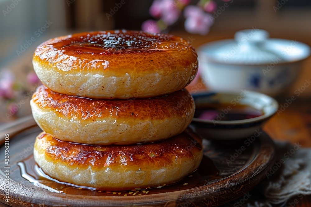 Dorayaki - Pancake-like buns filled with sweet red bean paste. Dorayaki - Pancake-like buns filled with sweet red bean paste.