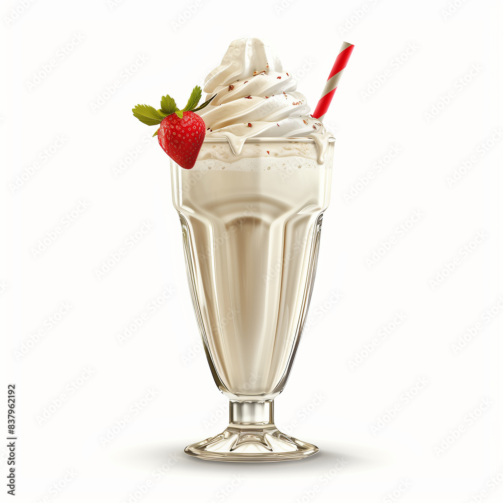 Creamy and Delicious Milkshake on White Background Creamy and Delicious Milkshake on White Background